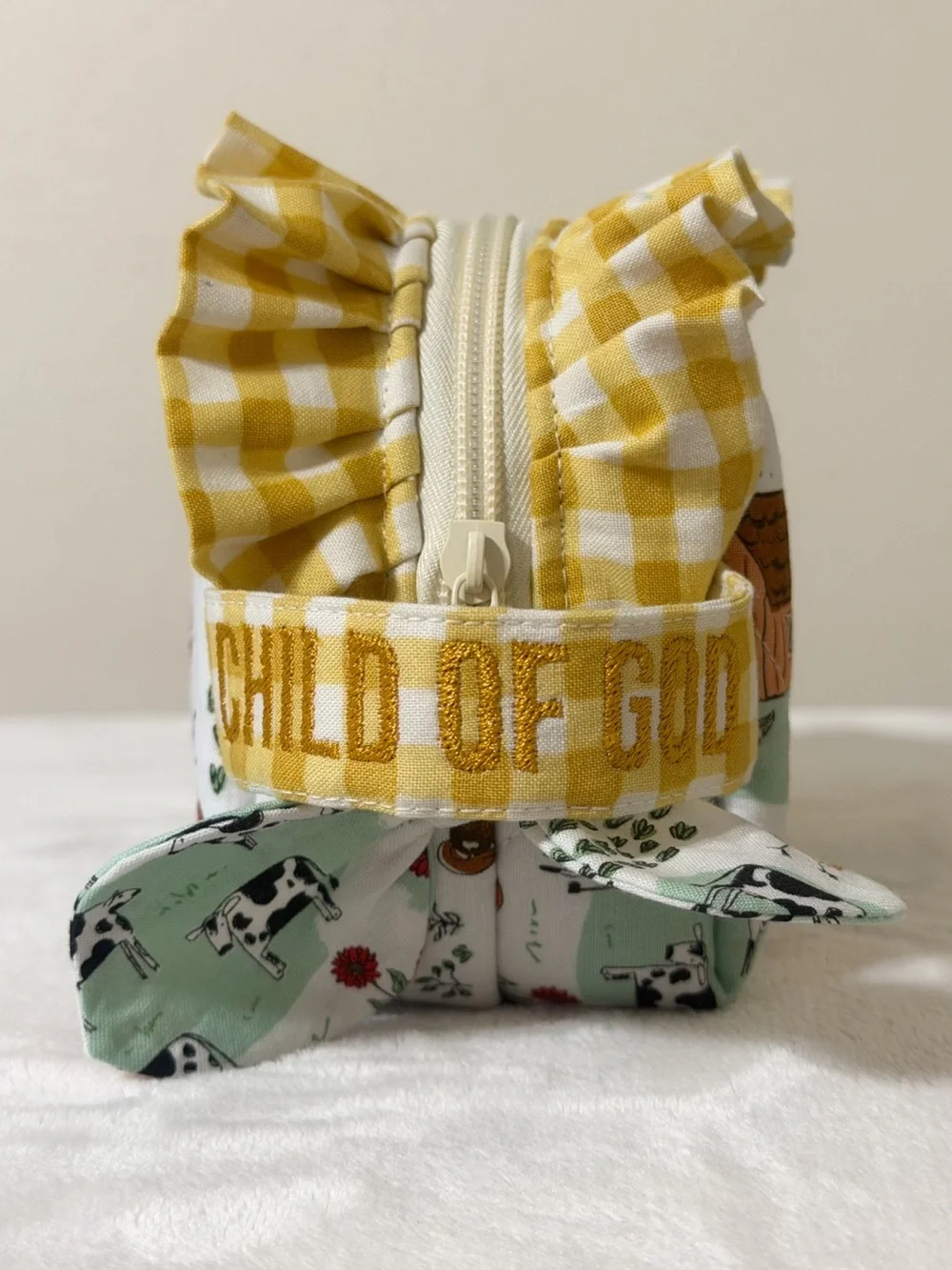 Handmade Pampers Wipes Pouch in “Child of God” Embroidered Handle